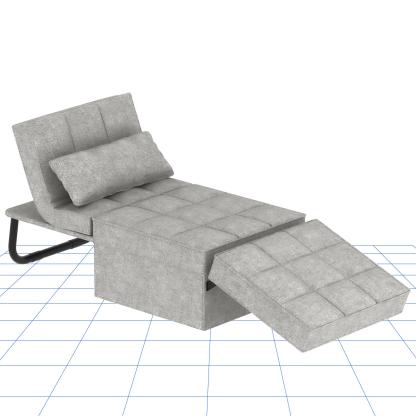 Sofá cama convertible con respaldo ajustable en 5 niveles, otomana tapizada multifuncional, sofá tapizado ajustable, muebles para sala de estar (gris, compatible con camas).